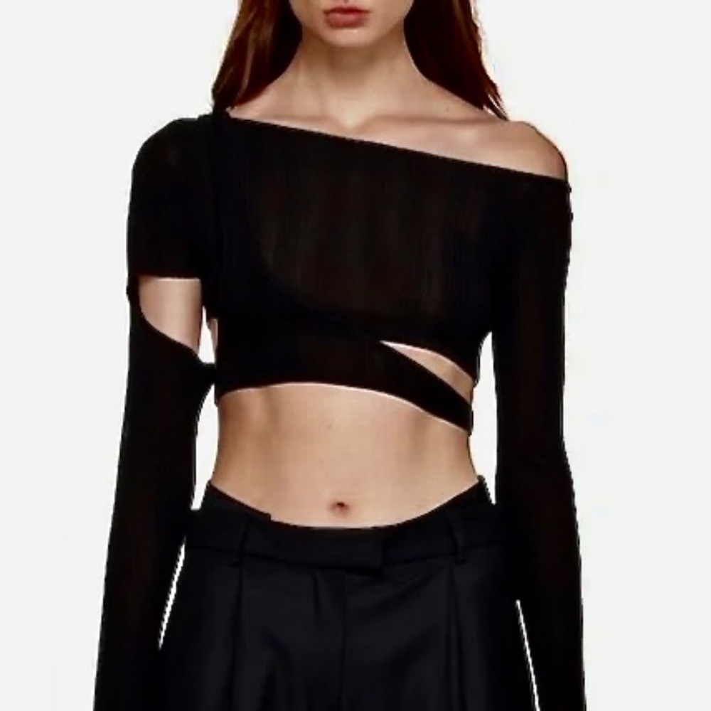 AYA MUSE Black Crop Top Large New With Tags